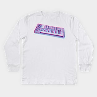 Analog Synthesizer 8bit 3D Retro Artwork Design Kids Long Sleeve T-Shirt